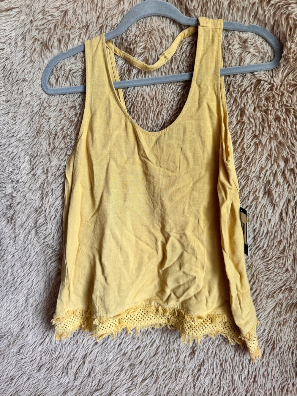 Doe & Rae Yellow Crochet-Hem Racerback Tank - Picture 2 of 3